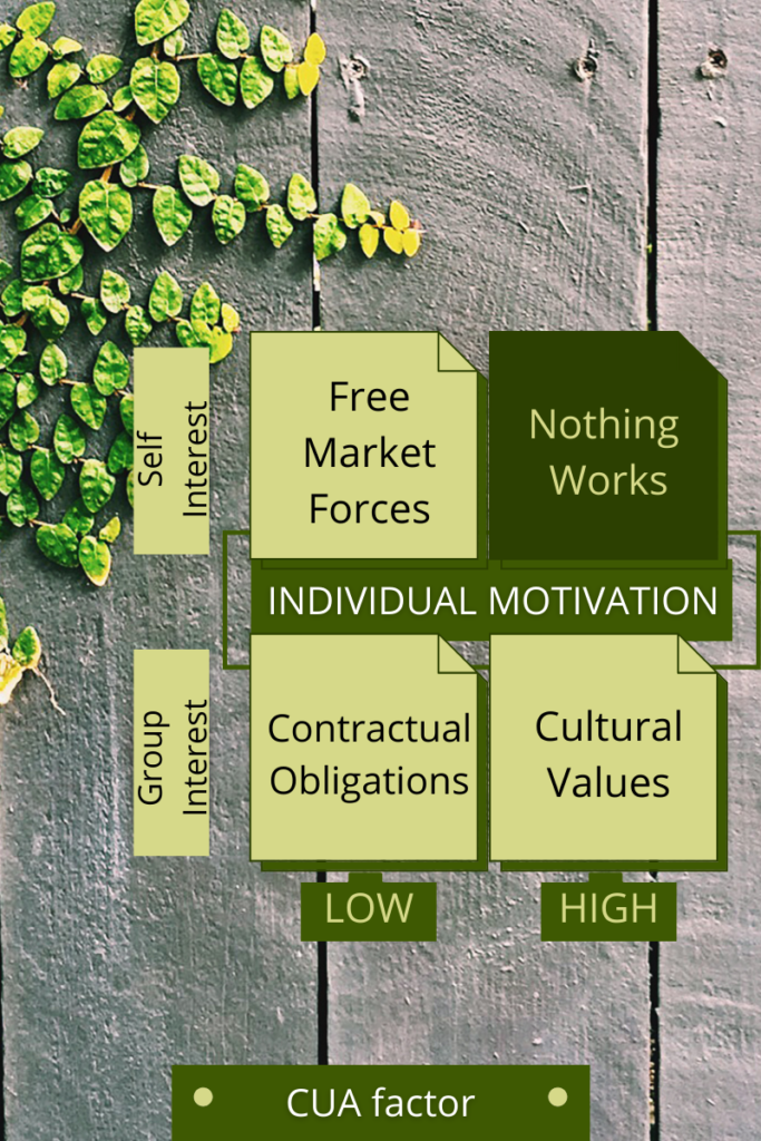 This graphic shows the free market forces and the CUA factor.