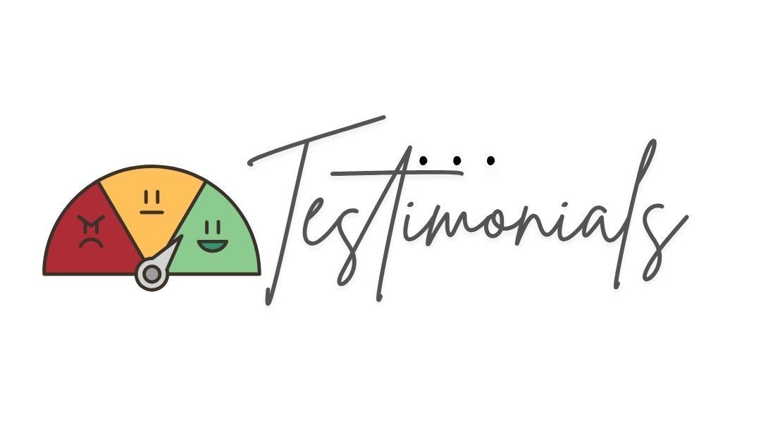 This is the header for my testimonials page. It reads testimonials on the page and has a temperature dial saying angry, neutral, happt.